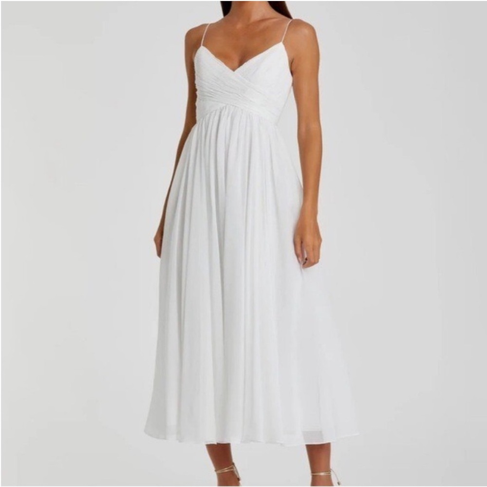 Mac Duggal White Midi Dress